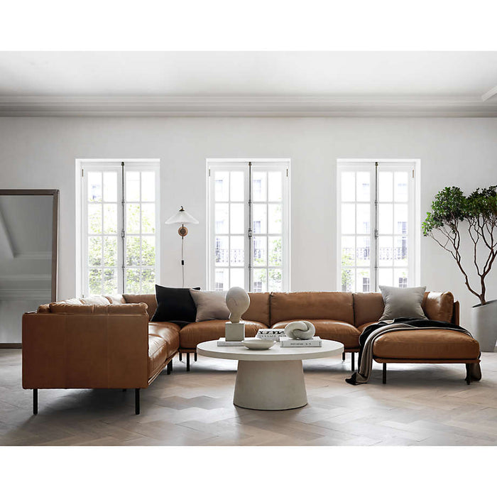 Wells 2-Piece Leather Sectional Sofa with Chaise Lounge