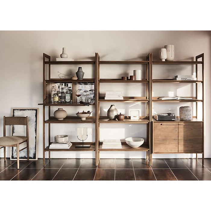 Tate 36" Walnut Wide Storage Bookshelf