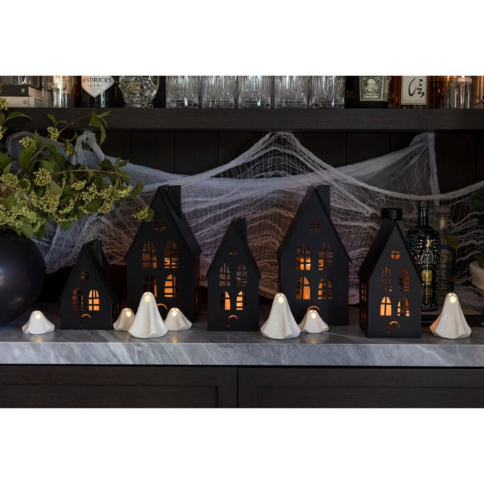 Small Black Halloween Haunted House Sculpture