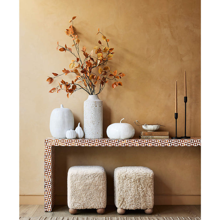 Intarsia Large Mosaic Teak Wood Console