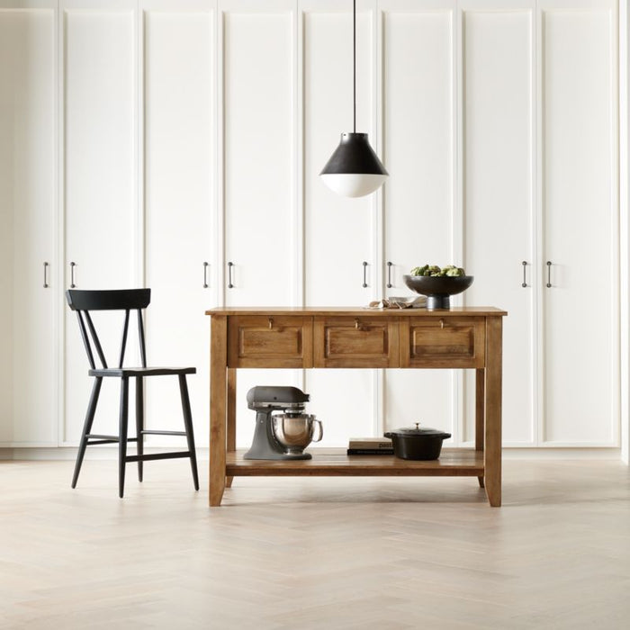 Basque 56" Light Brown Solid Wood Kitchen Island with Storage