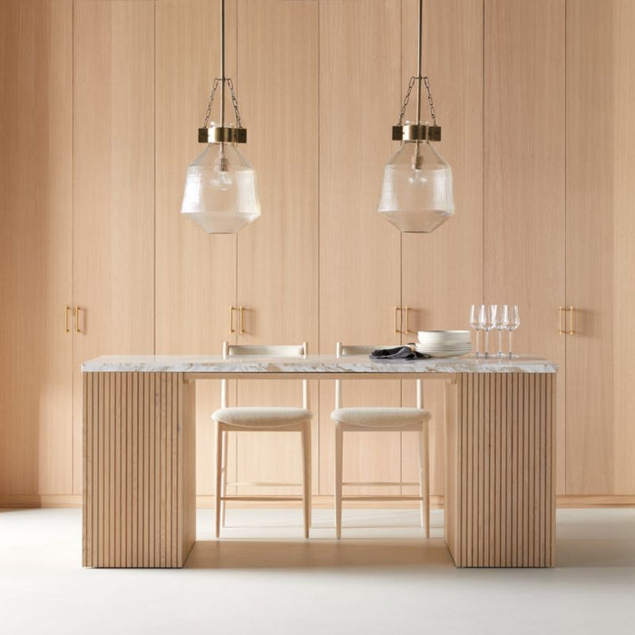 Batten 84" Natural Oak Wood Kitchen Island with Storage