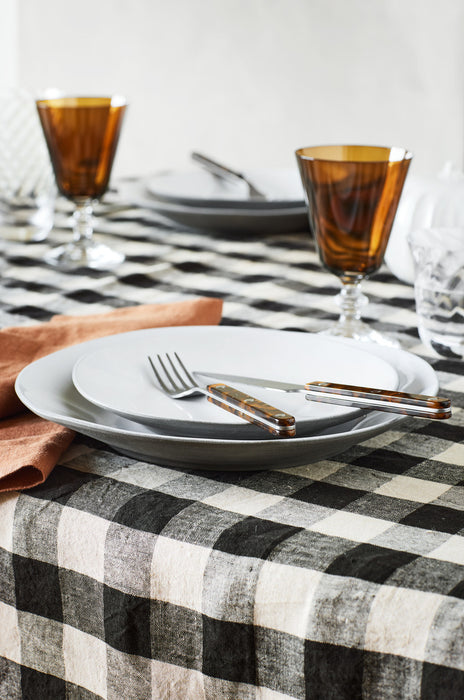 Marin Black and Natural EUROPEAN FLAX -Certified Linen Buffalo Check Oversized Tablecloth