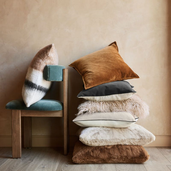 Rye Brown Mongolian Sheepskin 20"x20" Throw Pillow Cover