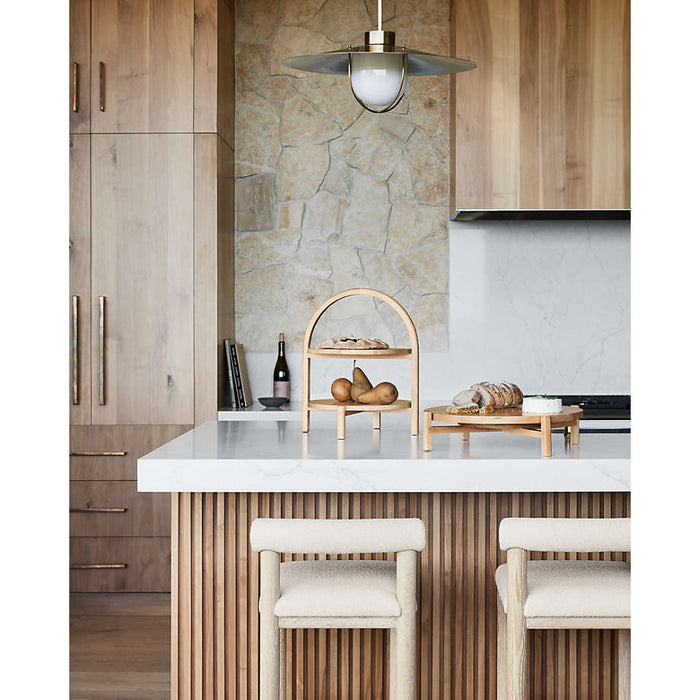 Revival Boucle Oak Counter Stool by Athena Calderone