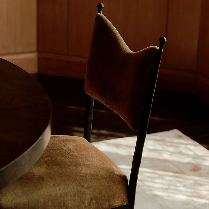 Rodin Ochre Velvet Dining Chair by Athena Calderone