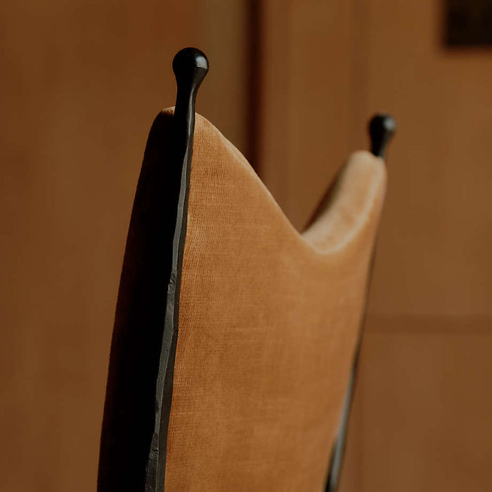 Rodin Ochre Velvet Dining Chair by Athena Calderone