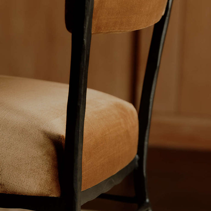 Rodin Ochre Velvet Dining Chair by Athena Calderone