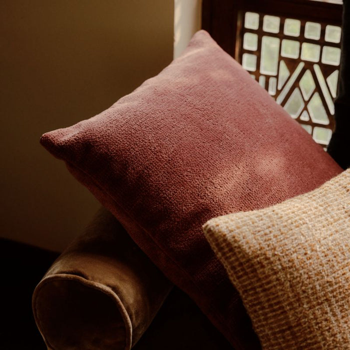 Revasser Chenille 23"x23" Burgundy Throw Pillow Cover by Athena Calderone