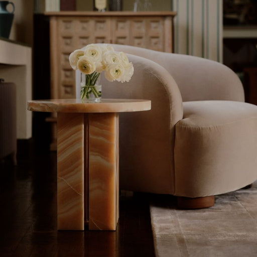 La Tranche Petit Marble Round Side Table by Athena Calderone