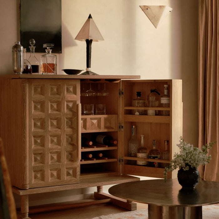 Honore Natural Oak Wood 38" Bar Cabinet by Athena Calderone