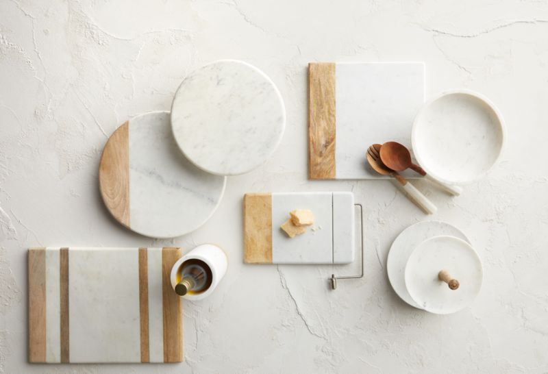 Wood and Marble Inlay Serving Board