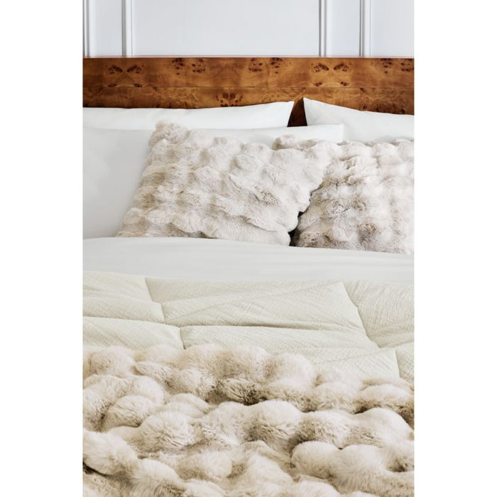 Textured Faux Fur Arctic Ivory 20"x20" Throw Pillow Cover