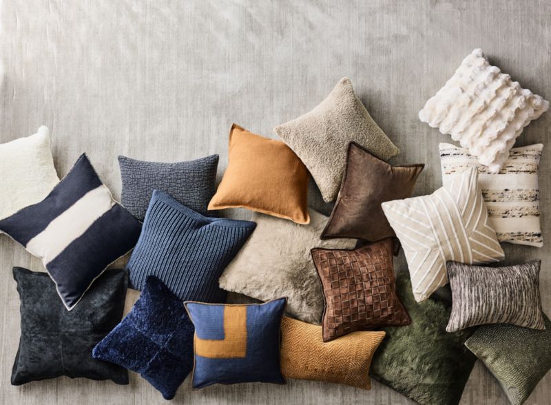 Sashiko Organic Cotton Velvet 22"x15" Camel Tan Throw Pillow Cover