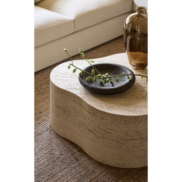 Fleur Faux Travertine Resin 52" Coffee Table