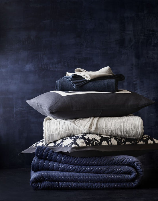 Celeste Organic Cotton Midnight Navy Floral Euro Bed Pillow Sham