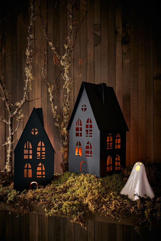 Small Black Halloween Haunted House Sculpture