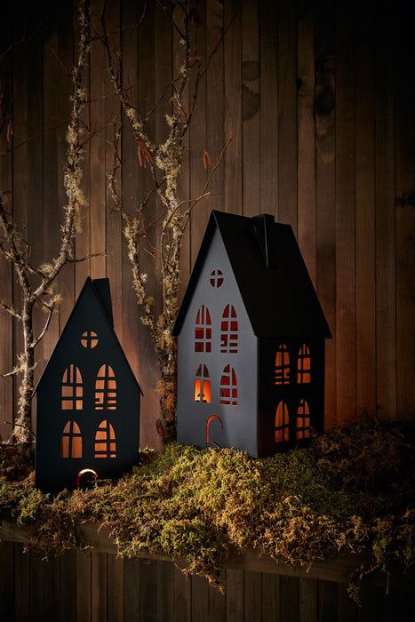 Large Black Halloween Haunted House Sculpture