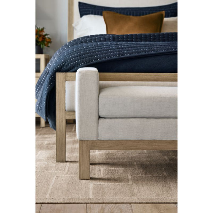 Keane 70" Weathered Natural Wood Upholstered Bench