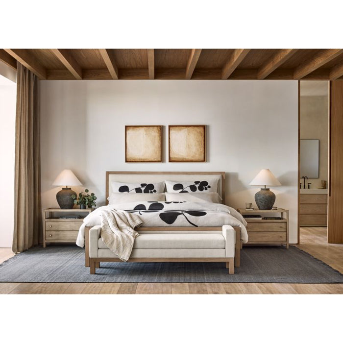 Keane 70" Weathered Natural Wood Upholstered Bench