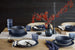 Blue Texture 90" Organic Cotton Table Runner