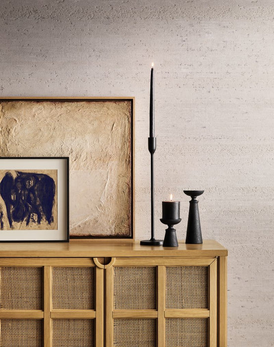 Campagna 76" Rattan and Natural Oak Wood Storage Media Console