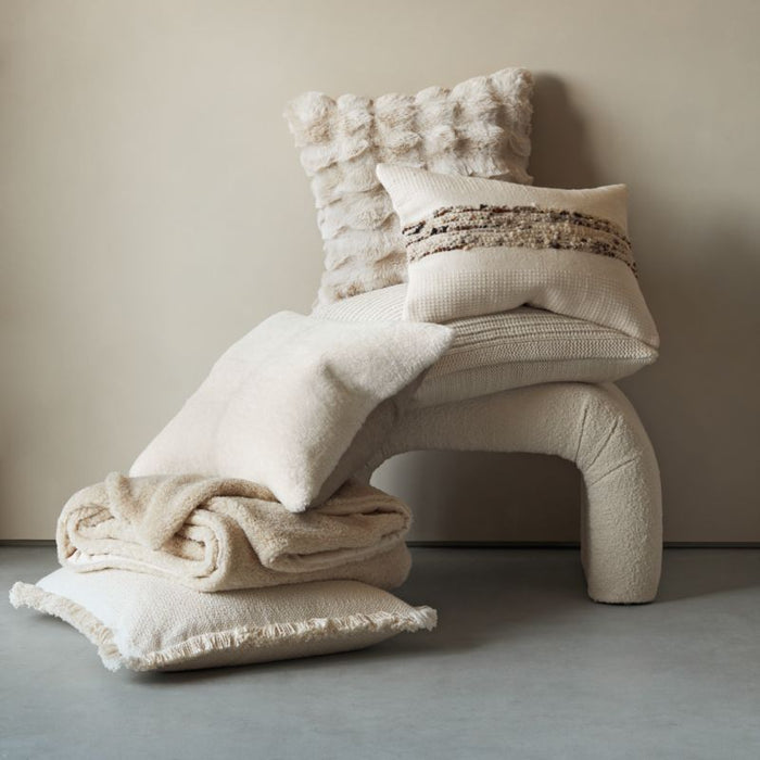 Textured Faux Fur Arctic Ivory 20"x20" Throw Pillow Cover