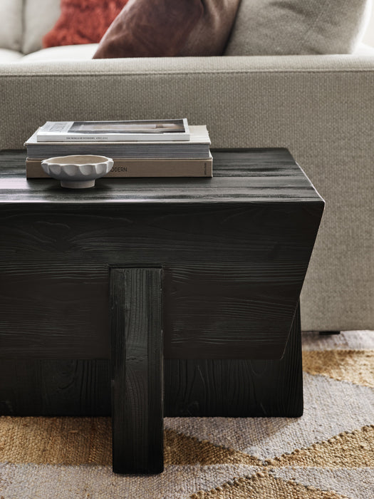 Kota Square Textured Black Pine Side Table