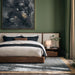 Milano Natural Walnut Wood Upholstered Queen Bed with Nightstands