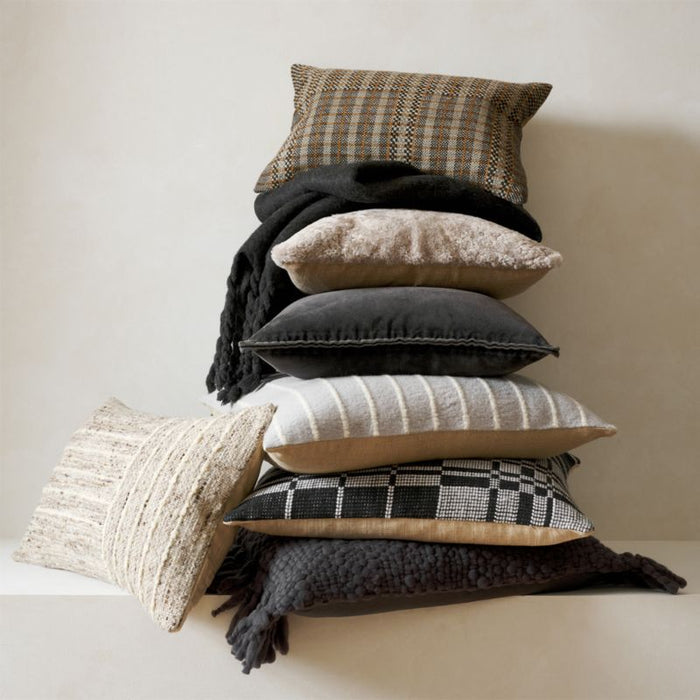 Chunky Woven Wool Fringe 23"x23" Storm Grey Throw Pillow Cover