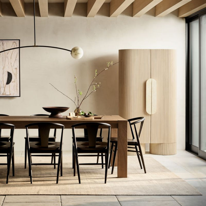 Kahn 41" Ribbed Whitewashed Oak Wood Closed Storage Cabinet