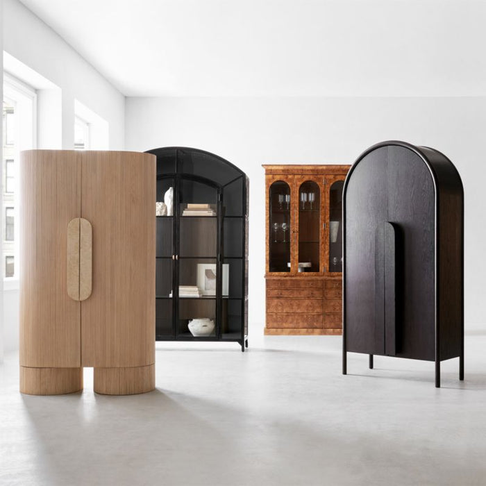 Kahn 41" Ribbed Whitewashed Oak Wood Closed Storage Cabinet