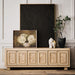 Cotswold 85" Natural Oak and Burl Storage Media Console