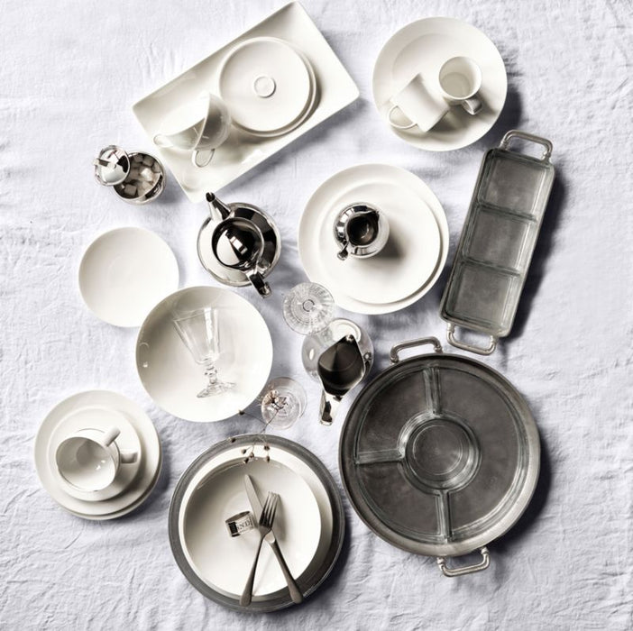 Argento Antique Metal Rectangular Tray with Divided Glass Bowls