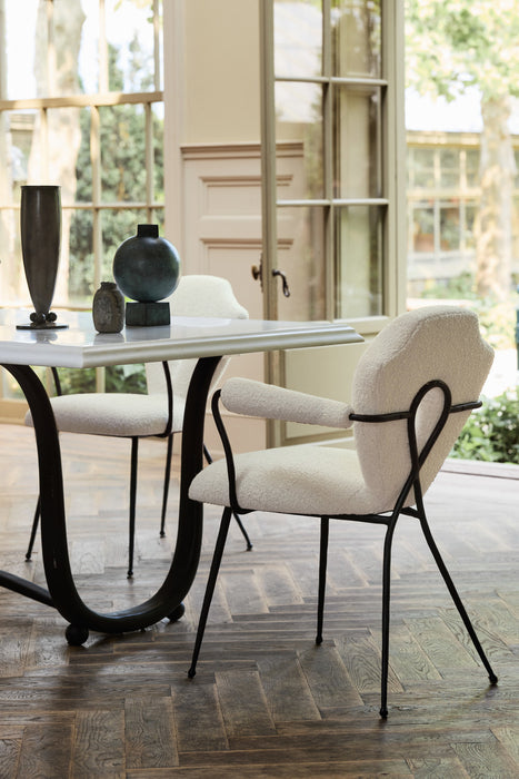 Neue Keyhole Metal Dining Arm Chair by Jeremiah Brent