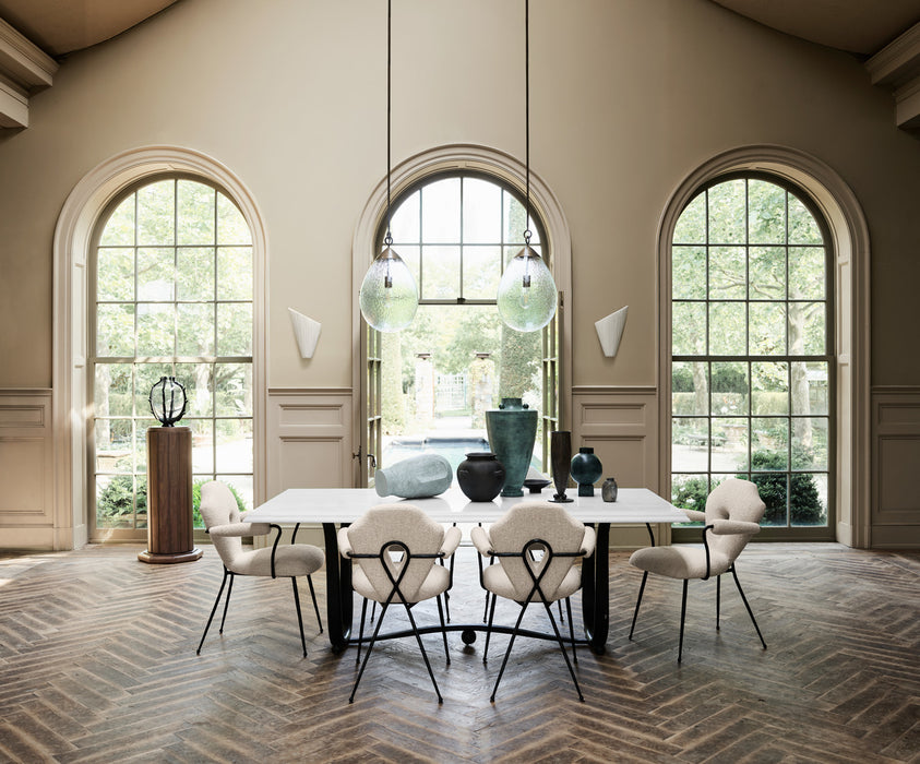 Neue Keyhole Metal Dining Arm Chair by Jeremiah Brent