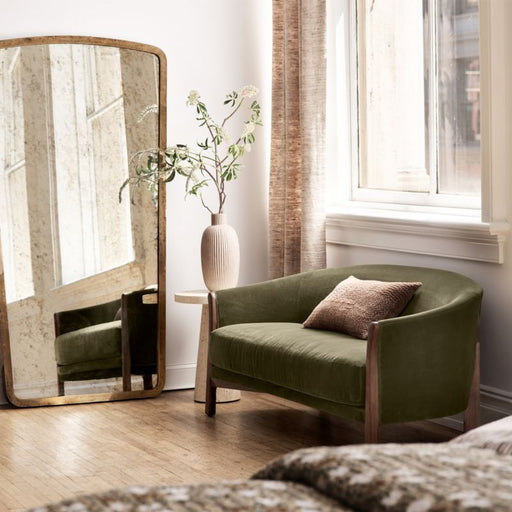 Harrington Brass Patina Metal Floor Mirror 75"x40"