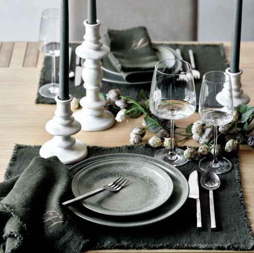 Cortana Large Off-White Earthenware Taper Holder 10.25"