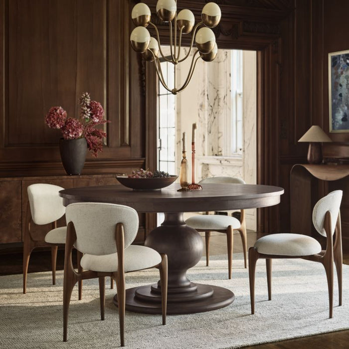 Via Ivory Fabric Walnut Wood Dining Chair
