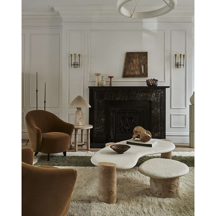 Sassolino Concrete and Burl Wood Coffee Table by Athena Calderone