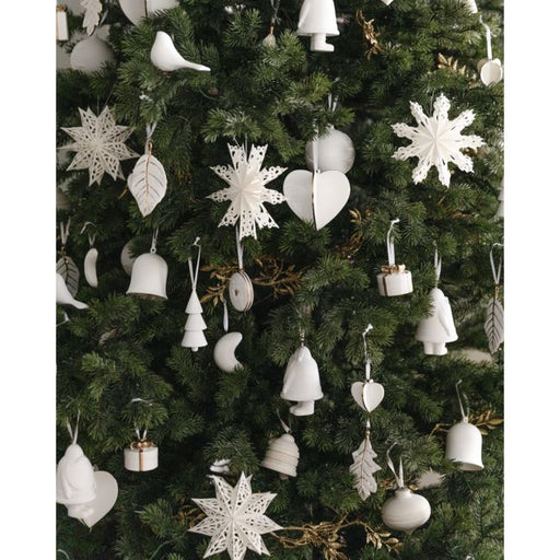 Round White & Gold Ceramic Christmas Present Ornament