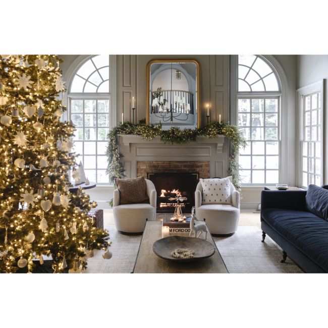 Round White & Gold Ceramic Christmas Present Ornament