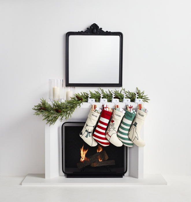 Red Felted Wool Stripe Christmas Stocking