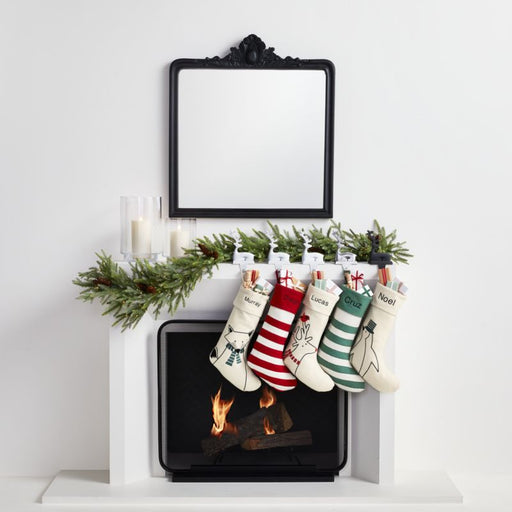 Green Felted Wool Stripe Christmas Stocking
