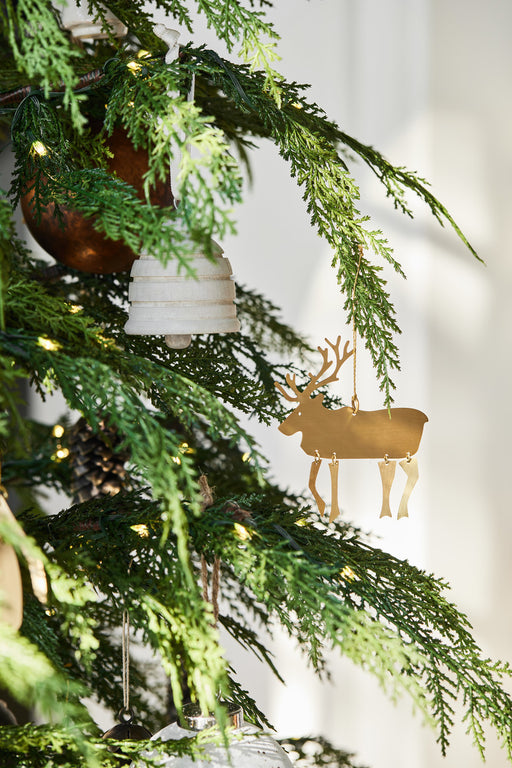 Brass Metal Dangle Leg Reindeer Christmas Tree Ornament
