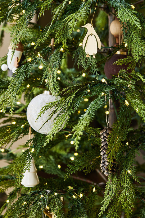 Winter White Glass Christmas Tree Ornaments, Set of 6