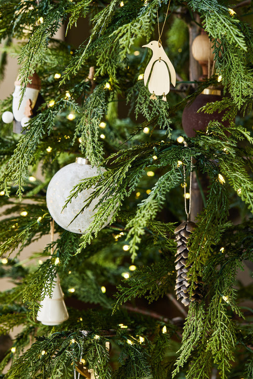 Winter White Glass Christmas Tree Ornaments, Set of 6