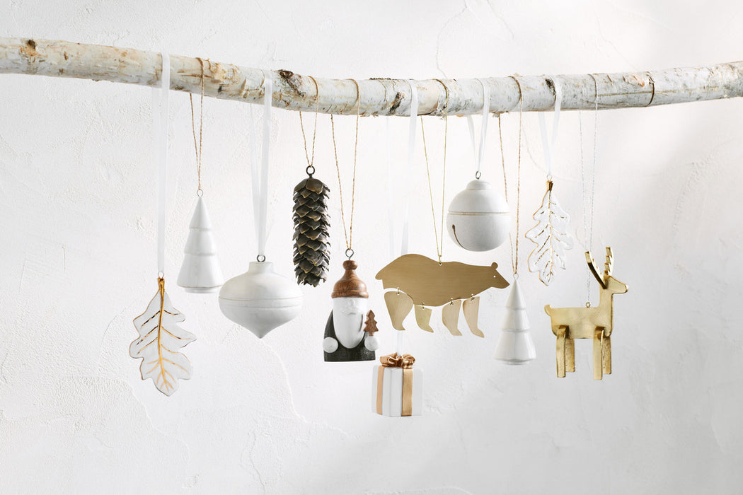 White Wood Jingle Bell Christmas Tree Ornament