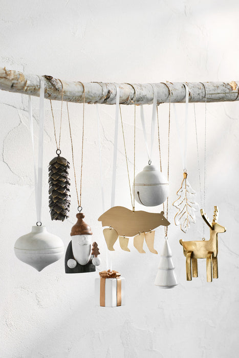 Brass Metal Dangle Leg Bear Christmas Tree Ornament