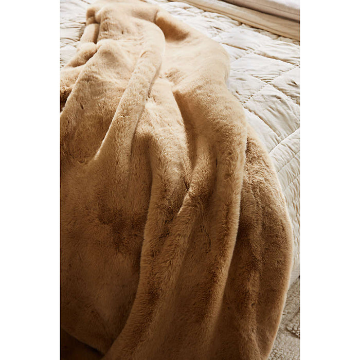 Ginger Beige Faux Fur 70"x55" Throw Blanket